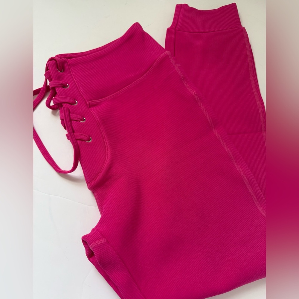 Hot Pink Lace Up Leggings
